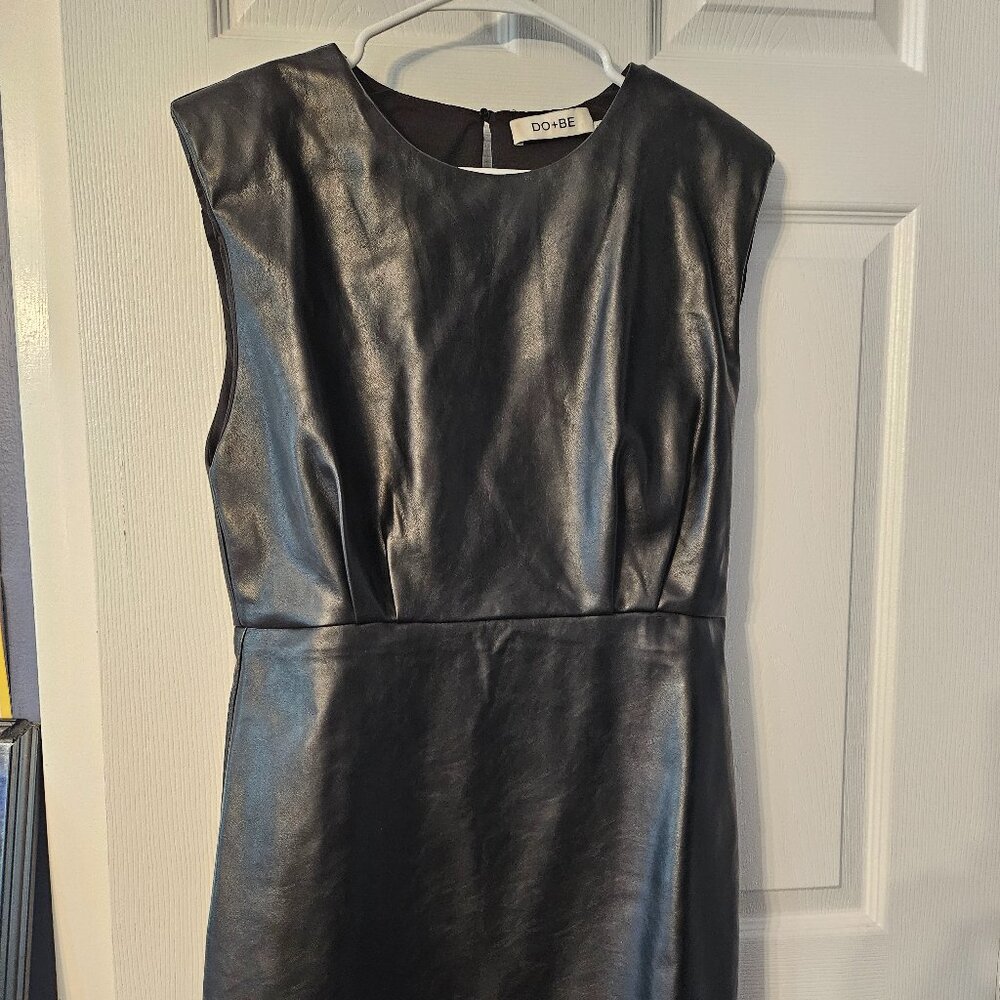 Black leather mini dress
